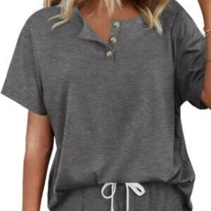 NWT- MOSHU-M-Tees & Short -M- SOFT GRAY'S PIJAMA